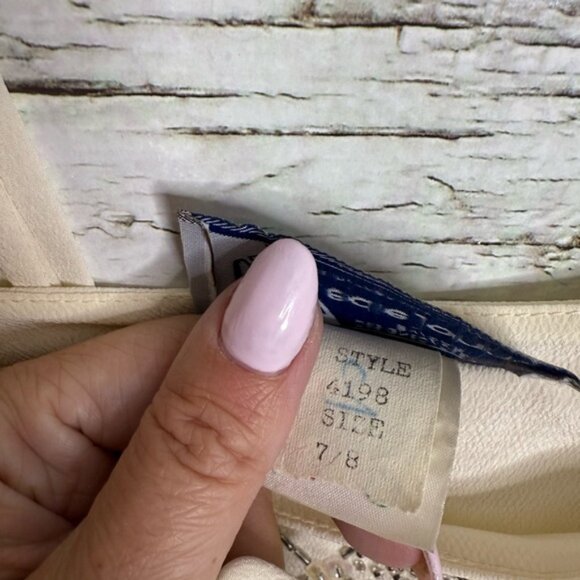 Vintage Cream Midi Dress with belt size 8 Edie johne made in Canada - Picture 6 of 10